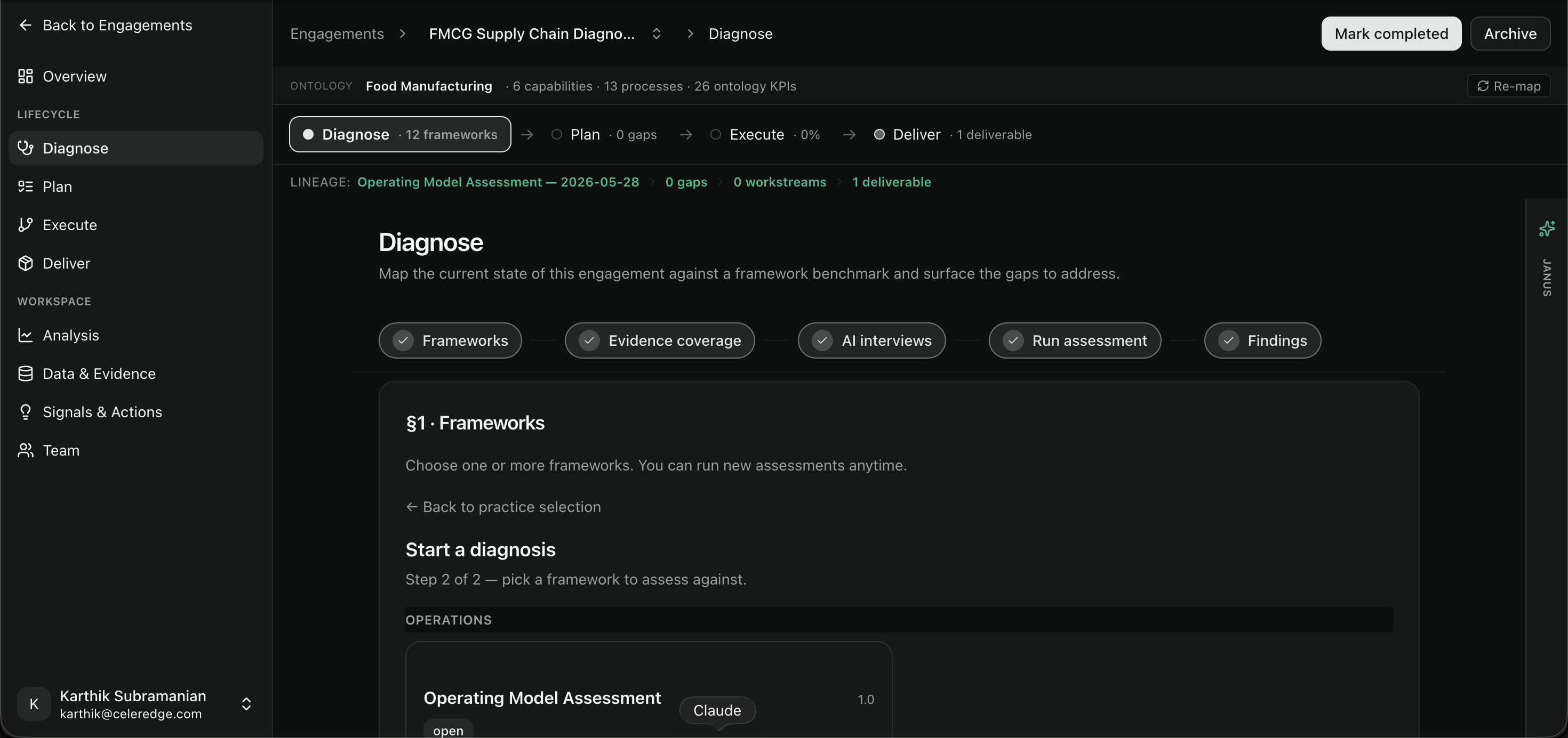 Diagnose checklist