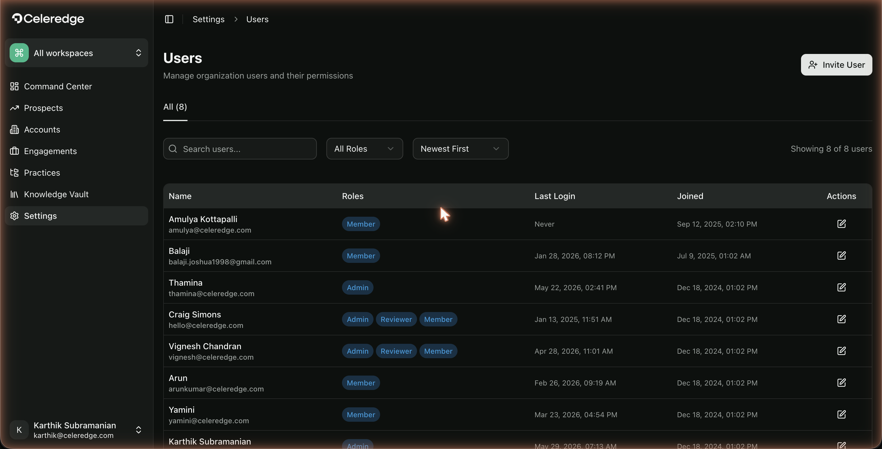 Settings → Users